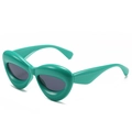 Lunettes de soleil œil de chat turquoise tendance avec monture épaisse et verres foncés - Monture Verte Verres Gris