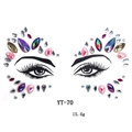 Macro view of YT-70 rhinestone face jewels set with colorful gems for eye decoration - YT-70 (Colorful Mix)
