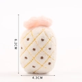 Detail of plush pineapple ornament with pink crown and 6.2cm height dimension marking - No.4 White Pink Pineapple (No Pin)