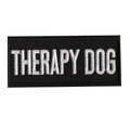 Rectangle black and white embroidered Therapy Dog service patch for pet harness training - THERAPY DOG (Black Border)