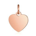 Ciondolo a cuore in oro rosa lucido con gancio su sfondo bianco e riflesso - Stile Oro Rosa (T617-3)