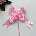 Roze strik lint met hartjes patroon voor geschenkverpakking en huwelijksauto decoratie. - 100 stuks verpakking / Roze Hart