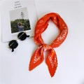 Bright orange pleated neck scarf with white paisley pattern and textured crinkle finish - 6 Pleated Polka Dot Paisley Orange