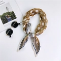 Brown pleated neck scarf with white polka dots and navy striped border pattern - 11 Pleated Border Polka Dot Apricot