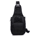 Bolso táctico de pecho en nylon negro con sistema MOLLE y múltiples compartimentos - Negro
