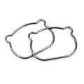 Pair of cat-ear shaped gunmetal grey metal handles for DIY handmade handbags - Bear Head Gun Black