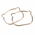 Pair of light gold bear-shaped metal handles for DIY handmade bags and accessories - Bear Head Gold