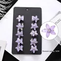 Lot de 10 pinces à cheveux fleurs violettes en résine avec strass pour filles - 29# Style Petite Fleur Violette