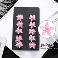 Lot de 10 mini pinces à cheveux fleurs roses avec strass et paillettes pour filles - 28# Style Petite Fleur Rose