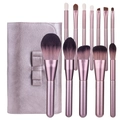 Set da 12 pennelli professionali per trucco viola con astuccio in ecopelle coordinato - Viola (12 pennelli e borsa portaoggetti con fiocco)
