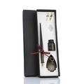 Vintage black calligraphy dip pen set with nibs, ink and bronze holder in gift box - Wood Barrel / Black (Wood Pen)