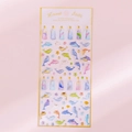 Glittery dolphin and bottle crystal epoxy stickers in soft macaron colors - School of Fish