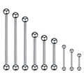 9-delige set roestvrijstalen tongpiercings met ronde kogeluiteinden in verschillende maten - Bol / 1.6*12+5/5