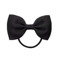 Cute black grosgrain ribbon bow hair tie for kids with elastic band on white background - Black (4)