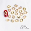 Ciondoli dorati a goccia per nail art con strass AB per decorazione manicure - Stile Goccia d'acqua con Strass AB Oro (1832)