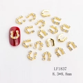 U-shaped gold alloy nail charms with white rhinestones and pearls, size 8.3x8.8mm - Gold White Rhinestone U-shape Style (1837)