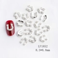 Silver horseshoe U-shaped nail art charms with pearls, size 8.3x8.8mm for manicure - Silver Pearl U-shape Style (1852)