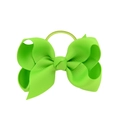 Neon green ribbon bow hair tie for girls featuring a textured satin knot and elastic band - Neon Green