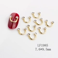 Goldenes U-förmiges Smiley-Nagel-Charm mit klaren Strasssteinen für Nailart DIY - Goldener U-Form Klare Zirkonia Stil (1985)