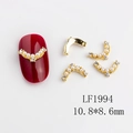 Nailart Smile-Bögen mit Perlen und Kristallen, 10,8x8,6 mm, Gold-Finish LF1994 - Goldener V-Form Perlen Strass Stil (1994)