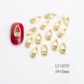 Hohle Tropfen Nagelcharms aus Goldlegierung mit Strasssteinen für Nagelkunst - Goldener Wassertropfen Klare Zirkonia Stil (1978)