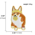 Cute Corgi dog enamel pin with yellow headband and tennis ball in golden zinc alloy - Corgi with Ball (A00216)