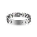 Close-up of silver stainless steel magnetic bracelet with a single inset zircon stone - Male Style