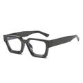 Chunky black rectangle glasses frame with retro thick rims in a glossy polished finish - Matte Black Frame Clear Lens