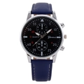 Black Dial Silver Case Blue Strap
