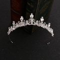 Elegant silver alloy crown headband with crystal rhinestones for party and wedding - White Rhinestone / Silver