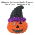 Halloween pumpkin wizard hat tinsel decoration in orange and purple, 36x22cm size - Pumpkin with Hat