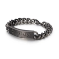 Bracciale retrò in acciaio inossidabile da uomo con croce in argento antico - Nero Bollito (KB115118-KFC)