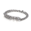 Polished stainless steel abacus pendant bracelet with silver curb chain design - Steel Color (KB114899-KFC)