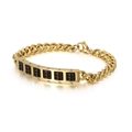 Goldenes Edelstahl-Panzerarmband mit schwarzem Abakus-Einsatz und Karabinerverschluss - Gold (KB114897-KFC)