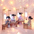 Close-up of Dunhuang flying fairy figurines with LED lanterns and ancient scholar style - Complete Under Light Style Set