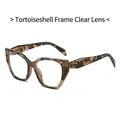 Lunettes œil-de-chat avec monture en écaille et verres clairs au style minimaliste tendance - Monture Écaille Verres Transparents