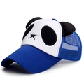 Cute panda trucker hat in blue and white with 3D ears and breathable mesh back - Kids Adjustable Size 48-54CM / Mesh Style / Royal Blue
