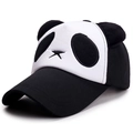 Cartoon panda baseball cap with 3D ears in classic black and white contrast design - Kids Adjustable Size 48-54CM / Cotton Style / Black