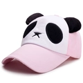Pink and white cartoon panda baseball cap with plush ears and mesh trucker design - Kids Adjustable Size 48-54CM / Cotton Style / Pink