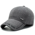 Dark grey men's baseball cap with metal NLS logo and premium twill wool texture - Adjustable / Gray