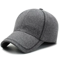 Gorra de béisbol de invierno gris oscuro para hombre con orejeras y bordado SPORTS - Ajustable / Gris