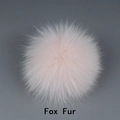 Light pink fox fur pom pom accessory with fluffy texture for hats and apparel - Fox Fur / Light Pink