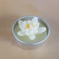 Lotus shaped succulent candle in silver metal tin container for home decoration - White Succulent with Yellow (44)