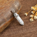 White turquoise hexagonal column pendant with silver clasp and natural stone texture - White Turquoise