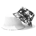 Detail of reversible canvas bucket hat with palm tree prints and solid white finish - M (56-58cm) / White