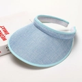 Light blue open top sun visor hat with breathable woven texture and elastic headband - Light Blue