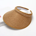 Coffee brown woven straw open top sun hat with wide brim and comfortable sweatband - Coffee