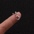 Star and moon stud earring in stainless steel with zircon stones on a black background - Silver Moon Style (Silver 4#)