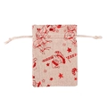 Christmas burlap drawstring gift bag with red Santa and reindeer festive prints - Red Santa Reindeer / 10*14cm