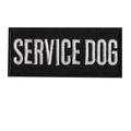Service Dog black embroidered patch with white text and borders for pet harness training - SERVICE DOG (Black Border)